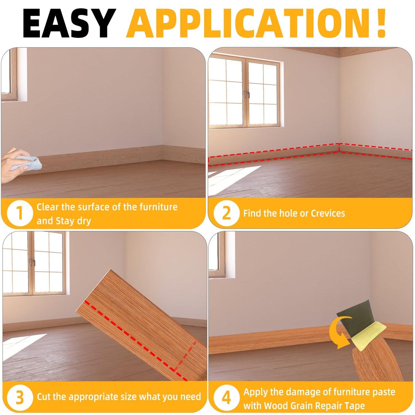 GSCIT Club Wood Grain Repair Tape, 2.4 inch X 50ft Self Adhesive Red Oak Grain Repair Patch for Tables, Chairs, Baseboards, Doors, Windows, Floors, Handicraft DIY.