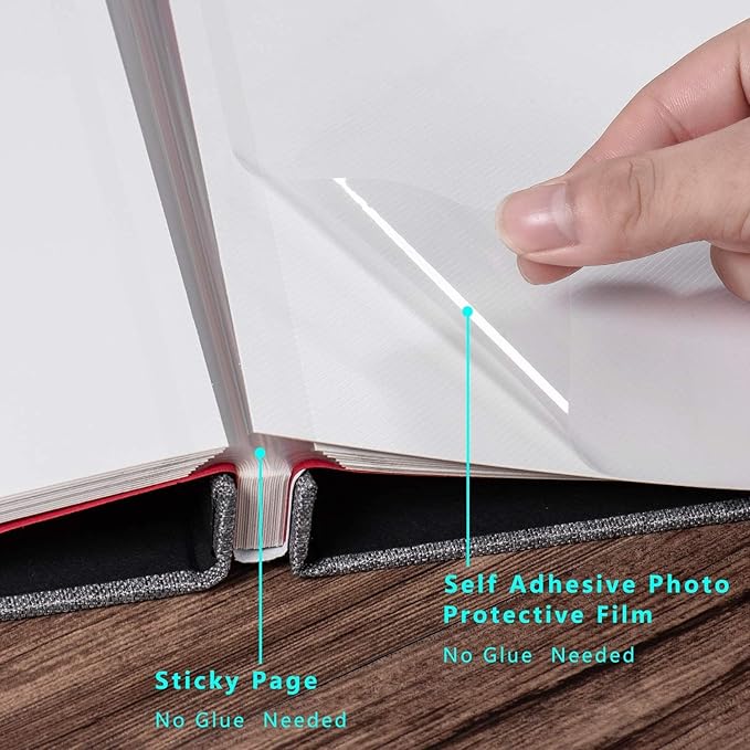 Large Photo Album Self Adhesive 4x6 8x10 10x12 13"x12.8" Magnetic Scrapbook 12.6"x11" Inch 40 Pages Linen Cover DIY Photo Album with A Metallic Pen and Plastic Board(Gray)