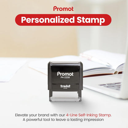 Promot Self Inking Custom Stamp - Up to 4 Lines of Personalized Text, Customized Address Stamp with Easy to Change Ink Cartridge (Large)