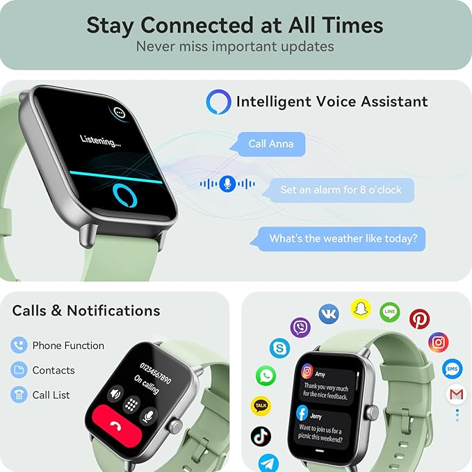 Gydom Smart Watch for Men Women, Alexa Built-in, 1.8" Smartwatch with Heart Rate/SpO2/Sleep Monitor, IP68 Waterproof Fitness Tracker, Bluetooth Call (Answer/Make) for Android iPhone, 101+ Sport Mode