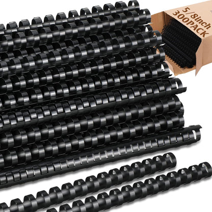 Maitys 300 Pcs Plastic Binding Combs Bulk 19 Ring Comb Spines Letter Size Spiral Binding for Notebook Calendar Picture(5/8 Inch,Black)