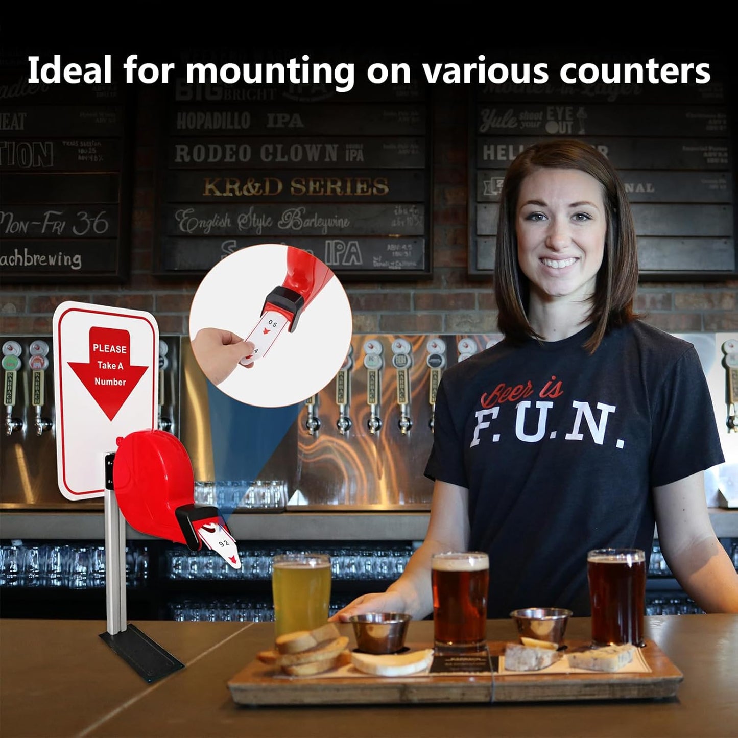 Take a Number System Ticket Machine Ticket Dispenser with Stand and 1 Roll of 2000 Tickets 2-Digits Take a Number Tickets for Queue Call System