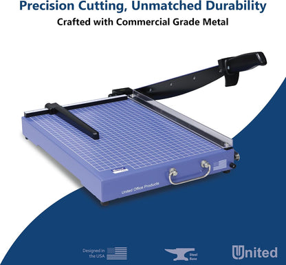 United Office Products T15 Commercial Guillotine Paper Trimmer, Sturdy Metal Base, 15" Cut Length, 15 Sheet Capacity, Paper Cutter for Offices, Schools and Crafts