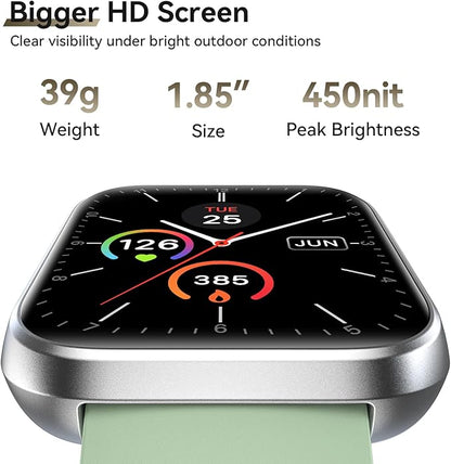 Smart Watches for Women Men, 1.85" Screen Smartwatch Compatible iPhone Android Phone Answer/Make Call, 24/7 SpO2 Sleep Heart Rate Monitor,3ATM Waterproof, Fitness Traker 120+Sport ( 2 Bands Included)