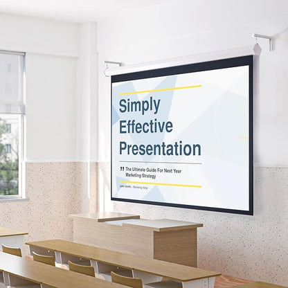 WALI Universal Projector Screen Ceiling Mount, Wall Hanging Mount L-Brackets, 12 inch Adjustable Extension with Hook Kit, Perfect Projector Screen Placement Hold up to 80 lbs (PSM001XL-W), White