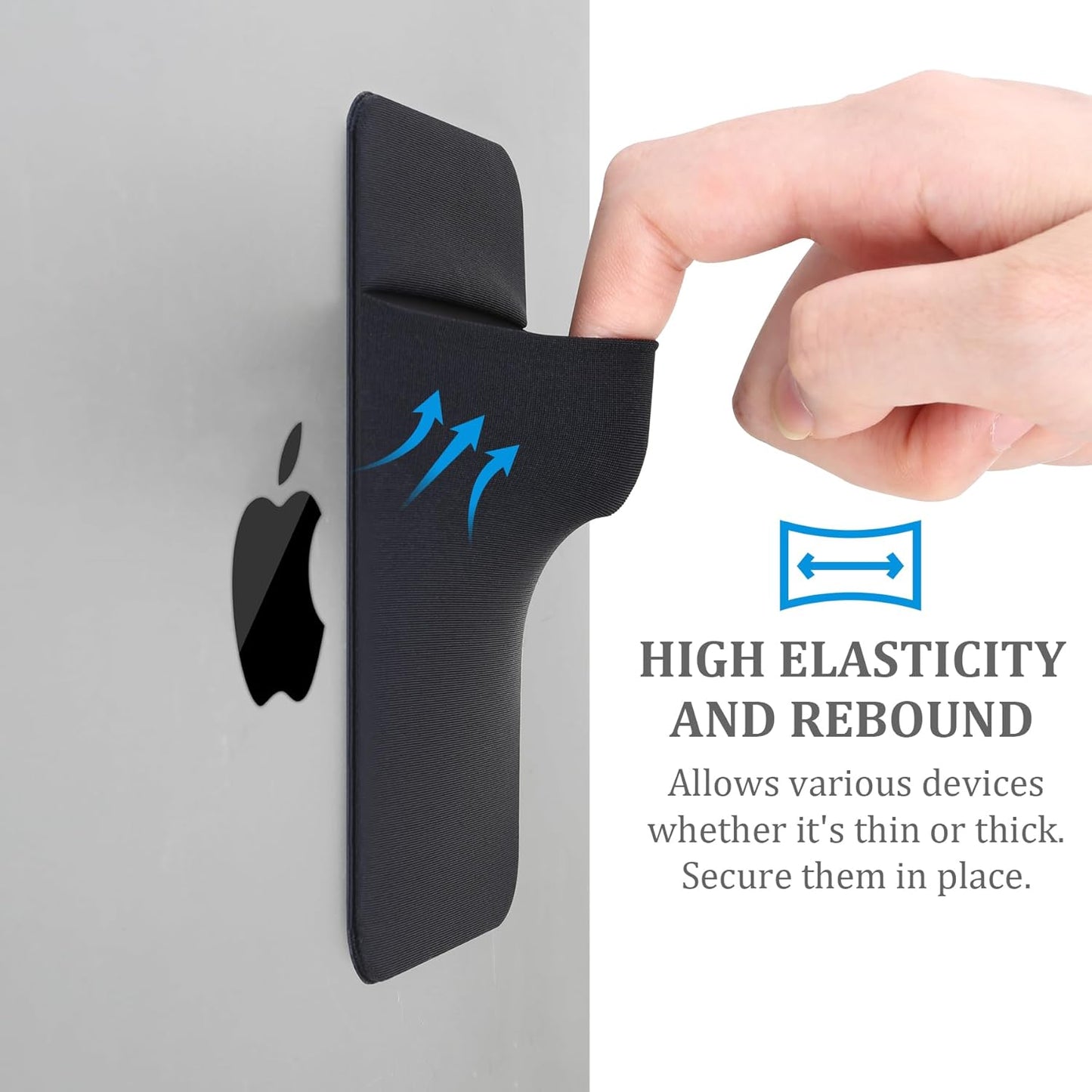 Lacdo Portable Hard Drive Sleeve for Laptop, Stick on Pouch with Reusable Adhesive, for SanDisk, Samsung, Crucial, Portable External Solid State Drive SSD Hard Drive Carrying Case Closed Pocket, Black