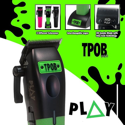 TPOB Play Barber Hair Clippers for Men 7500 RPM with Rubber Grips (Black/Green/Pink)