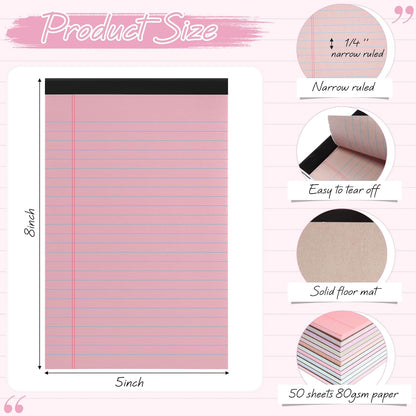 Fuutreo 12 Pcs 5" x 8" Legal Pad Writing Notepads 50 Sheets Small Legal Pad Narrow Ruled Multiple Color Lined Paper for School College Office Supplies Work (Pastel Colors)