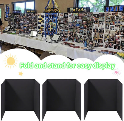 3-Pack Black Trifold Display Boards, 24 x 16 Inches Tri-Fold Corrugated Presentation Boards for Classroom Projects, Science Fairs, Business Events, and Exhibits