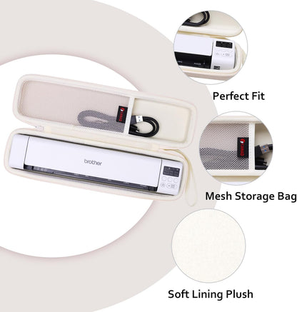 XANAD Hard Case for Brother DS-640 / DS-740D / DS-940DW /DS-720D/Doxie Go SE Duplex Mobile Document Scanner(Cream)
