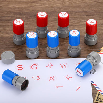 PATIKIL Number Stamps Self Inking, Numeral 10 Number Stamp Teacher Stamp Initial Stamp Ink Stamp for Class Notebook Scrapbooking DIY Craft Style 2, Red Ink