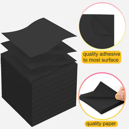 Beieverluck 48 Pack Pop Up Sticky Notes 3X3 Inch Colorful Post Stickies Self Sticky Note Pads for Office, Home, School, Meeting, 80 Sheets/pad, (Black)