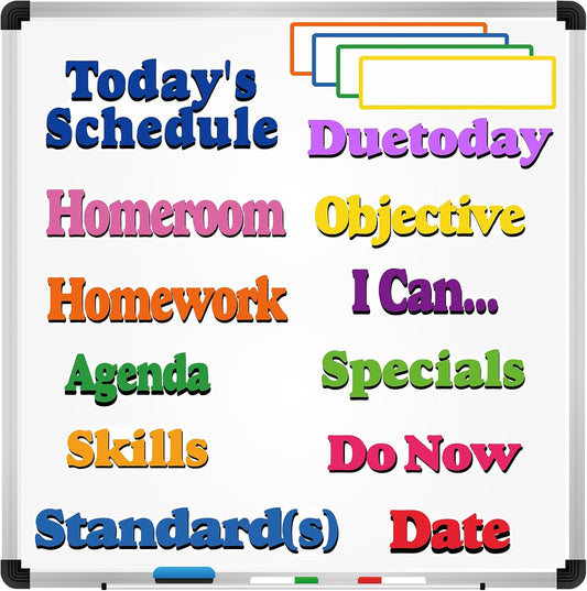 16 Pcs Classroom Schedule Magnets Reusable Today's Schedules Magnetic Course Labels with Dry Erase Blank Magnetic Labels for Bulletin Board Whiteboard Homeschooling (Daily Schedules)