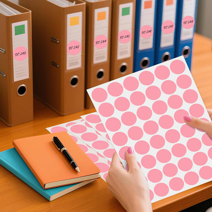 PARLAIM 1 inch Round Pink Dot Sticker,720PCS Permanent Adhesive Color Code Circle Sticker Labels for Office Classroom Garage Sale