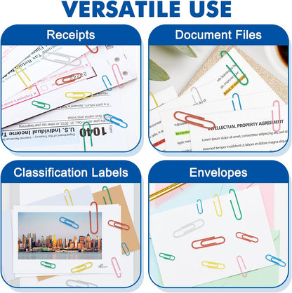 1000 Paper Clips Assorted Sizes, Large, Medium, and Small Colored Paper Clips, Durable, Rustproof, Great for Office Supplies, School, Home Organization(50mm, 33mm, 28mm)