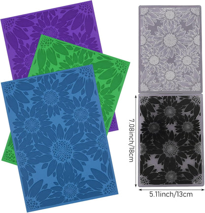 3D Plastic Embossing Folder Template Stereoscopic Sunflower Texture Fades Embossing 5x7 Inch for Card Making DIY Scrapbooking Paper Crafting Handmade Crafts Arts Supplies Polymer Clay Decoration