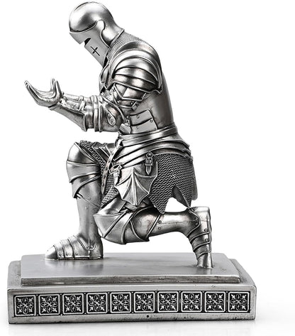 Medieval Armored Warrior Knight Pen Holder Desk Organizers and Accessories Resin Pencil Holder Paperweight as Gift with a Cool Letter Opener for Desk (Silver)