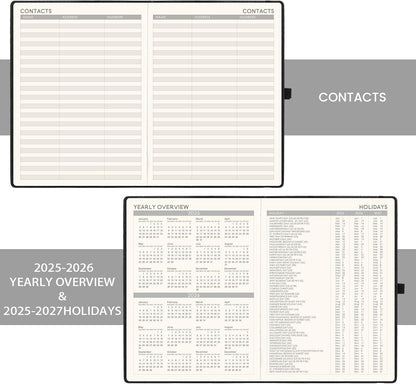 2025-2026 Planner - Academic Planner 2025-2026, July 2025 - June 2025, Weekly and Monthly Planners, 8.5" x 11", Pen Holder, Calendar Stickers, Pocket, Faux Leather Cover -Black