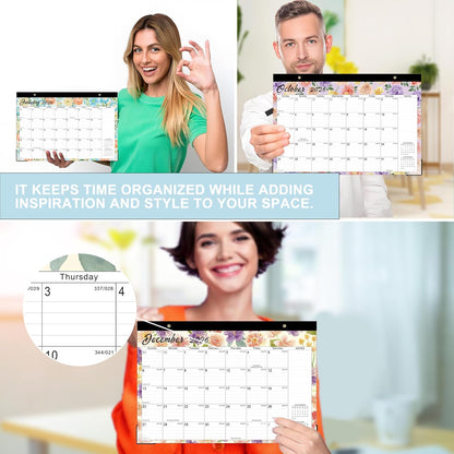 Lbylyhxc Desk Calendar 2026-2027, 18-Month School Year Calendar 2026-2027, January 2026 to June 2027, Large Desktop Calendar Monthly for Teacher with Corner Protectors 17" X 12" (Watercolor Flowers Desk Calendar, 17x12 inches)