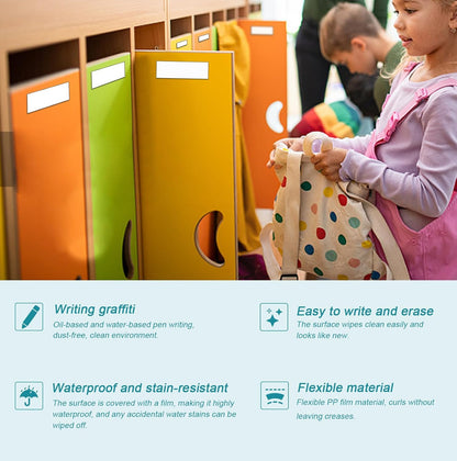 50 Pack Dry Erase Magnetic Labels White Reusable Write On Magnets Sticker, Magnetic Blank Writable Erasable Cards Name Tags for White Board, Garage, Classroom, Home, Office, 3.2'' x 1.2"