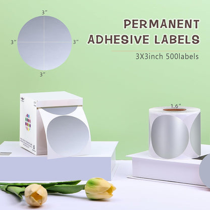 PARLAIM 3 Inch Round Silver Color-Code Dot Stickers, 500PCS Inventory Labels