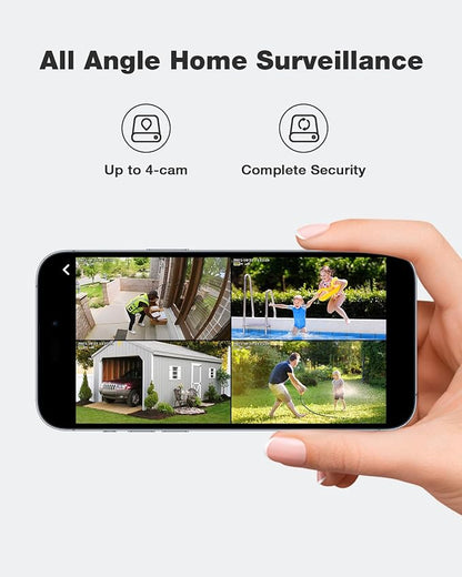SEHMUA Security Cameras Wireless Outdoor-2-cam-kit, No Monthly Fee, Solar Powered, Color Night Vision, 360° PTZ, 4MP Live View, Centralized Viewing, 2.4G&5G Router Compatible for Security System