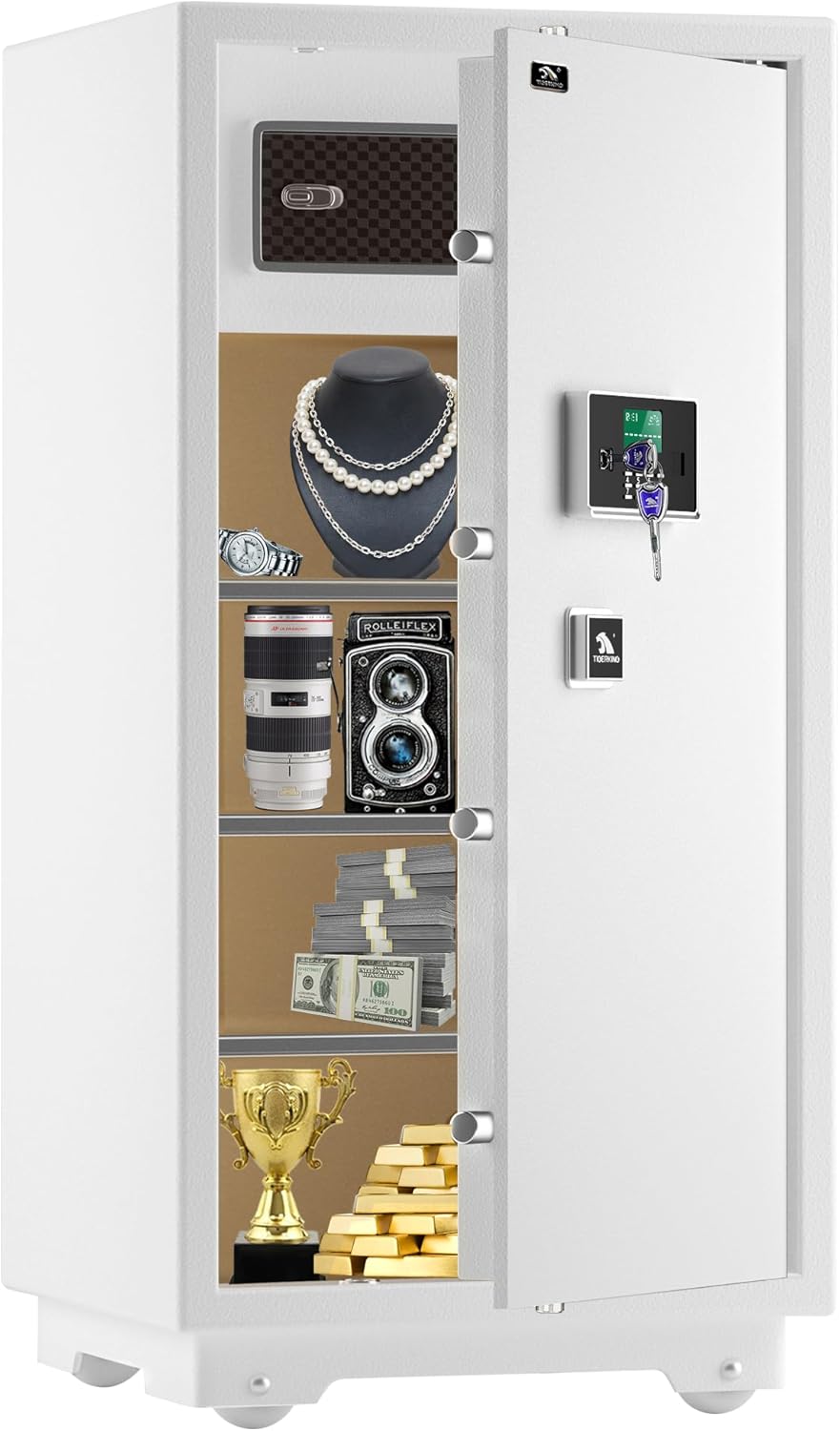 【US STOCK】TIGERKING 11.5 Cubic Feet Extra Large Heavy Duty Safe Box, Home Safe with Double Safety Key Lock and Separate Lock Box, Digital safe with 3 Removable Shelf for Home Hotel Office,180lbs