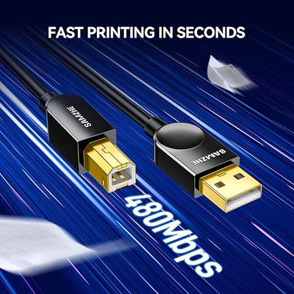 SAMZHE 5FT USB A to B Printer Cable, High Speed Printer Cord for HP Canon Epson Dell Samsung Brother Lexmark Xerox, USB 2.0 Cables Compatible with Printers, Scanner, External Hard Drive, MIDI Keyboard