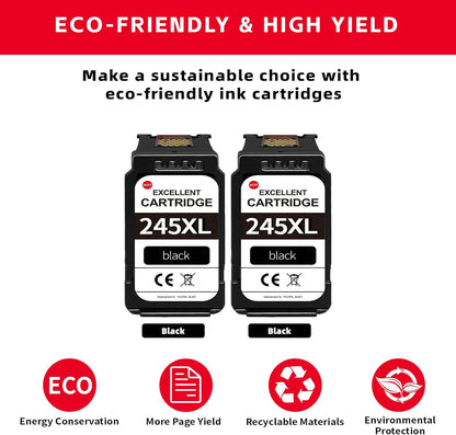 Replacement for Canon 245XL Black Ink Cartridges for Canon 243 Black Ink PG-245-High Yield, Compatible with Cannon MX490 MX492 MG2500 MG2522 MG2525 MG3022 MG2920 TS3100 TS3122 TS3300 TS3322