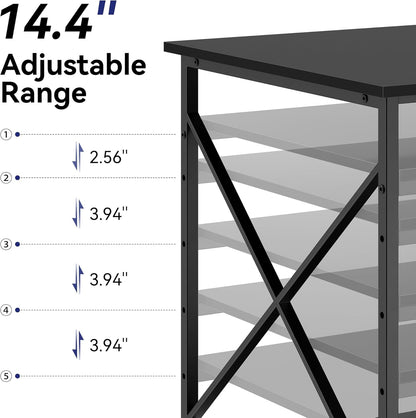Warmiehomy 24"x24"x30" Large Printer Stand with Storage, 3 Tier Rolling Printer Cart Table, Mini Fridge Stand with Wheels, Use for 3D Laser Printer Home Office, Black