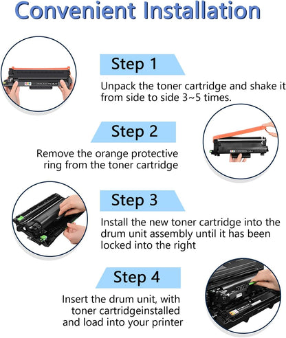 TN830XL Toner Cartridge(with Chip) 4 Pack Black Compatible with Brother TN830XL Toner Cartridge, Working with HL-L2460DW MFC-L2820DW MFC-L2820DWXL HL-L2400D HL-L2405W DCP-L2640DW HL-L2480DW Printer
