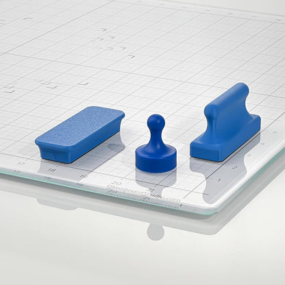 Glassboard Studio Mega Magnets - Neodymium - Heavy Duty, Colorful, Ergonomic, Ideal for Crafting, Quilting, and as Magnetic Knife Holders (12, Ice Blue Bar)