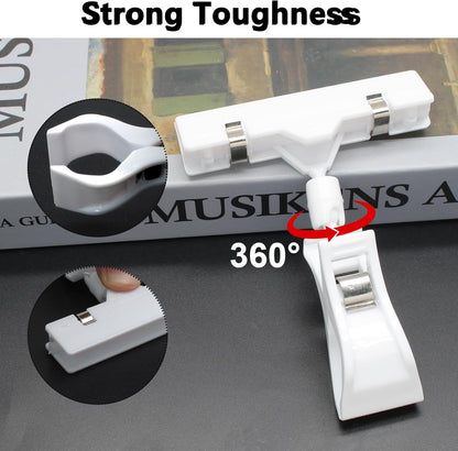 Biaungdo 12 Pcs Plastic Chalkboard Sign with Rotating Clip, Erasable Blackboard Price Tags Double Sided Waterproof Blackboard Clips Display Clip Holder for Shelves,Store,Business, Supermarket(White)