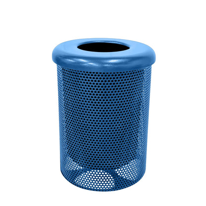 RFT-P-TXTLBL Heavy Duty Round Trash Receptacle with Flat Top, Liner Included, 32 Gallon, Textured Light Blue, Made in America
