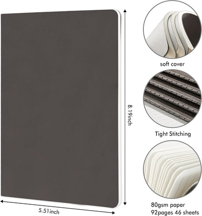 feela 36 Pack Soft Cover Journal Bulk, Lined Blank Travel Journal for Women Men Writing, Notebooks College Ruled for Work, Note Taking Notebook School Business Supplies, 8.2” x 5.5”, A5, Gray