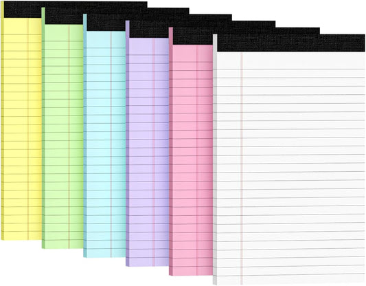 6pcs Small Note Pads, Color Notepads 5x8 College Ruled Notebook, Writing Pads 5 x 8, Legal Pads, Memo Pad Paper Perforate Narrow Ruled Notebooks for Work, School, Office Supplies,30 Sheets/Pack