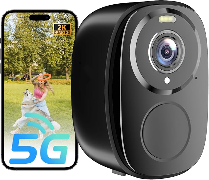 ELECCTV 5G/2.4G WiFi Security Cameras Wireless Outdoor, 2K 5G Security Camera with AI Motion Detection, Color Night Vision, Siren, IP65, 2-Way-Audio, Support Alexa&Google Assistant, Cloud/SD (1)