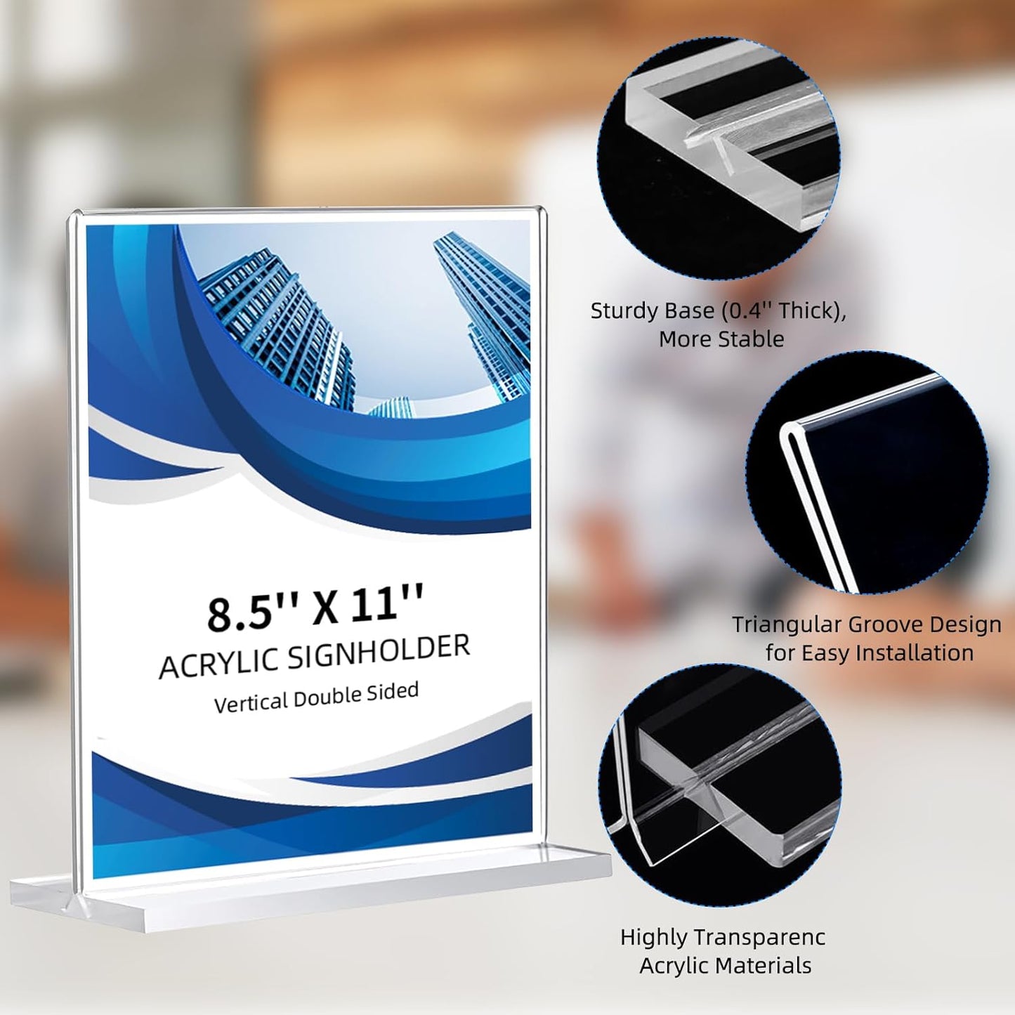 30 Pack Acrylic Sign Holder 8.5 x 11, Double-Sided Clear Sign Holder Plastic Stands for Display, T Shape Acrylic Table Sign Stands for Office Store Restaurants Wedding Party Decoration