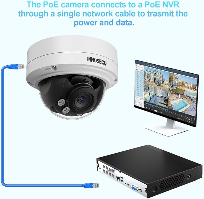 8MP@30fps PoE Camera, 4K Vandal-Proof Dome IP Camera Outdoor, 5X Motorized Lens 2.7~13.5mm, IP67, Built-in Mic, B/W Night Vision 120ft, Human & Vehicle Detection, No PT Supported, IND8VR57Z