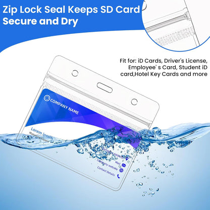 300 Pieces Clear Plastic Horizontal Name Badge ID Card Holders Horizontal Name Badge ID Card Holders with Waterproof Resealable Zip Transparent PVC Sleeve Cover for Office School