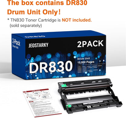 Compatible DR830 Drum Unit (NOT Toner) Replacement for Brother DR830 DR-830 Drum use with HL-L2460DW HL-L2405W HL-L2400D HL-L2480DW MFC-L2820DW MFC-L2820DW XL DCP-L2640DW Printer (2 Pack)