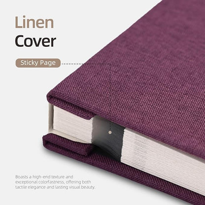 Vienrose Photo Album Self Adhesive 4x6 5x7 3x5 8x10 10x12 Scrapbook Album DIY Scrap Book with A Metallic Pen (13"x12.6" 60 Pages, Purple)