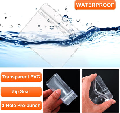 100 Pack Lanyards for ID Badges with Clear Name Tags, Reusable Lanyards Horizontal ID Card Badge Holders Plastic Name Badges for Men Women Kids Business School and Office Supplies (Orange)