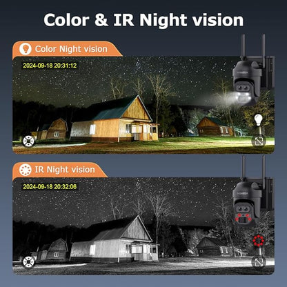 INQMEGA [ 12X Zoom ] 6MP Security Solar Cameras Outdoor, 2.4G WiFi Wireless Camera with PIR Motion Detection, Daul Lens, Color Night Vision, Spotlight Siren, No Subscription Required