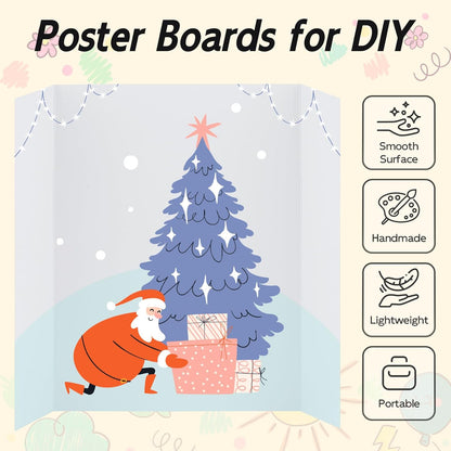 4 Pack Trifold Poster Board, 17x26 Inches White Presentation Board, Portable Display Board for Science Fair, School DIY Project and Business Exhibitions