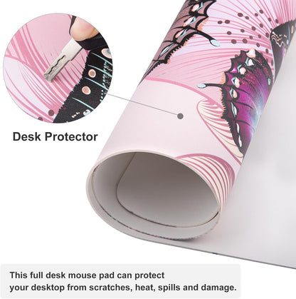 QIYI Large Mouse Pad, PU Leather Desk Blotter Protector, Waterproof Computer Desk Mat, Butterflies Keyboard Mouse Pads, Non Slip Base Home & Office Accessories, Extended Large Size 31.5" x 15.7"