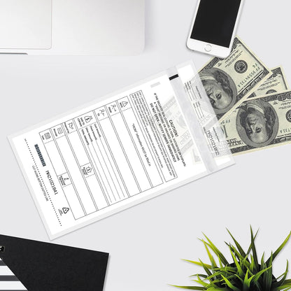 Deposit Bags Security Pocket Bank 6 Inch x 9 Inch (White, 500 Pack)