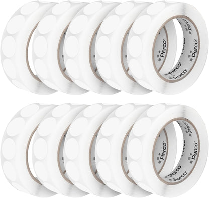 Perco Clear 1-Inch Perforated Circle Dot Sticker Labels — 10 Rolls, 10,000 Round Stickers — with Permanent Adhesive for Inventory Management, Color Coding, Garage Sales, Crafts—Made in USA