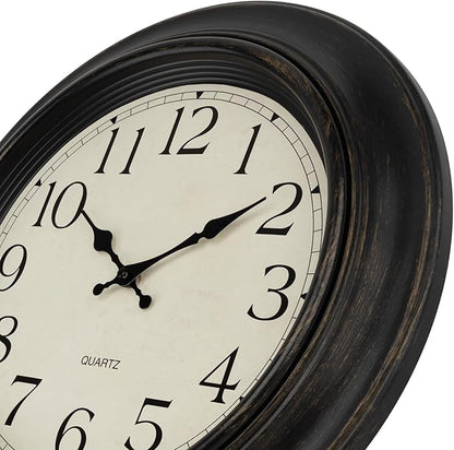 Foxtop Large Wall Clock 18 Inch Silent Non Ticking Battery Operated Classic Vintage Retro Wall Clock Decorative for Living Room Kitchen Home Office (Bronze)
