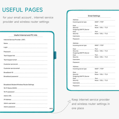 Password Book with Alphabetical Tabs – Hardcover Internet Address & Password Organizer – Password Keeper Notebook for Computer & Website – 5.2 x 7.6" Log-in Password Journal w/Thick Paper (Turquoise)